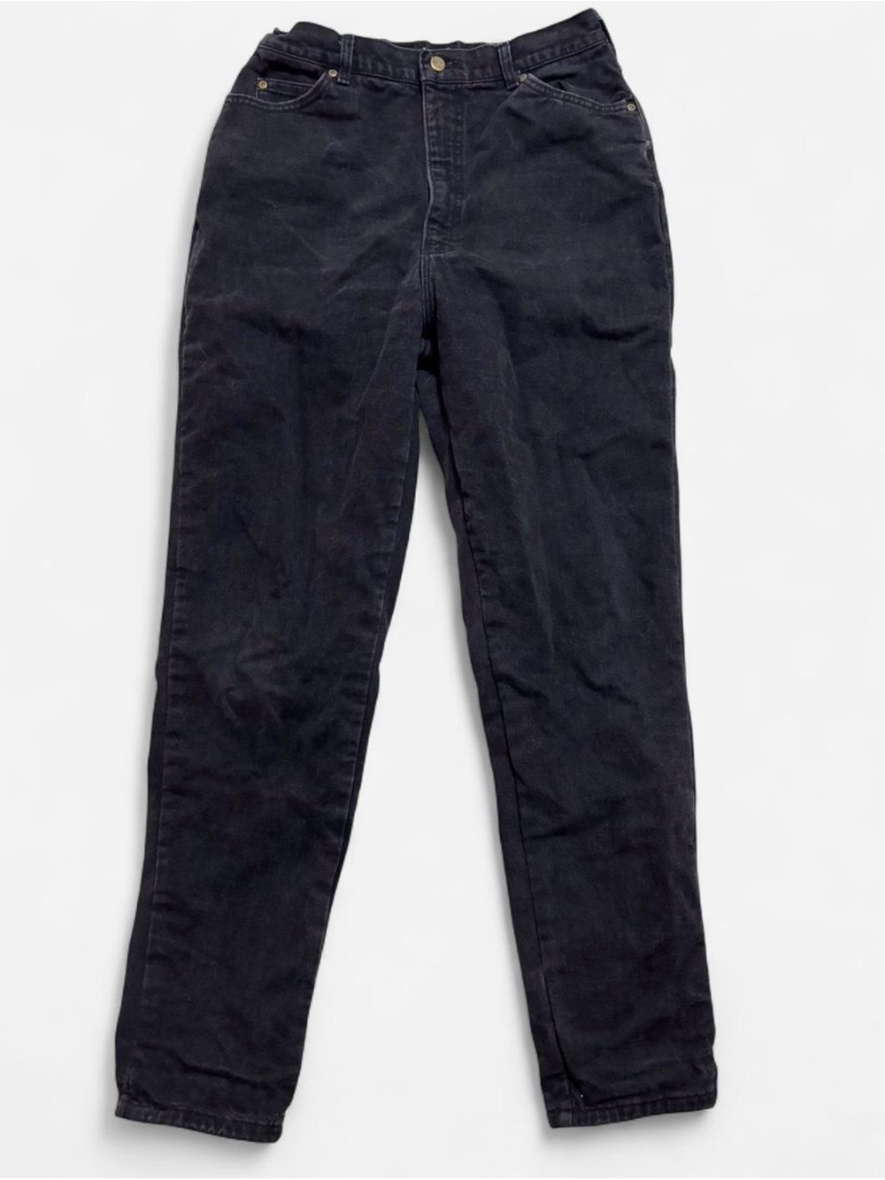 VTG 90s L.L. Bean Plaid Lined Black Denim Mom Jeans